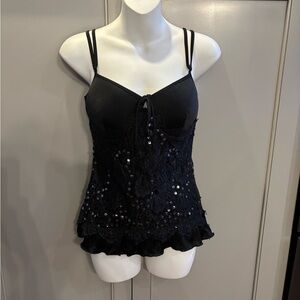 Y2K Sequins/Lace Black Women’s Top S